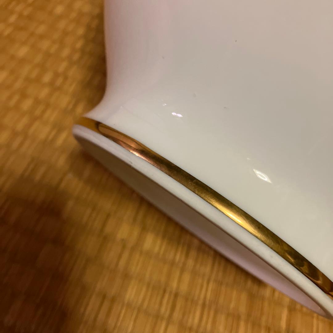 ノリタケ花柄陶器花瓶 金色縁取り