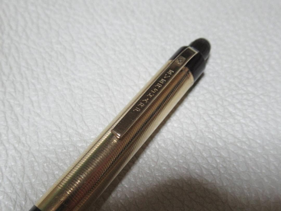 美品1950年代 米国製◆エバーシャープ 14金張りと濃い茶 ノック式 ペンシル