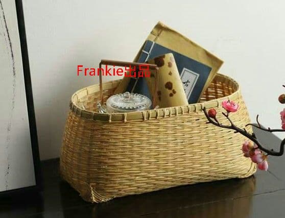 民芸職人手作り 自然竹の編み上げ 便攜 茶籠 茶道具収納 竹編細工籠 古風5