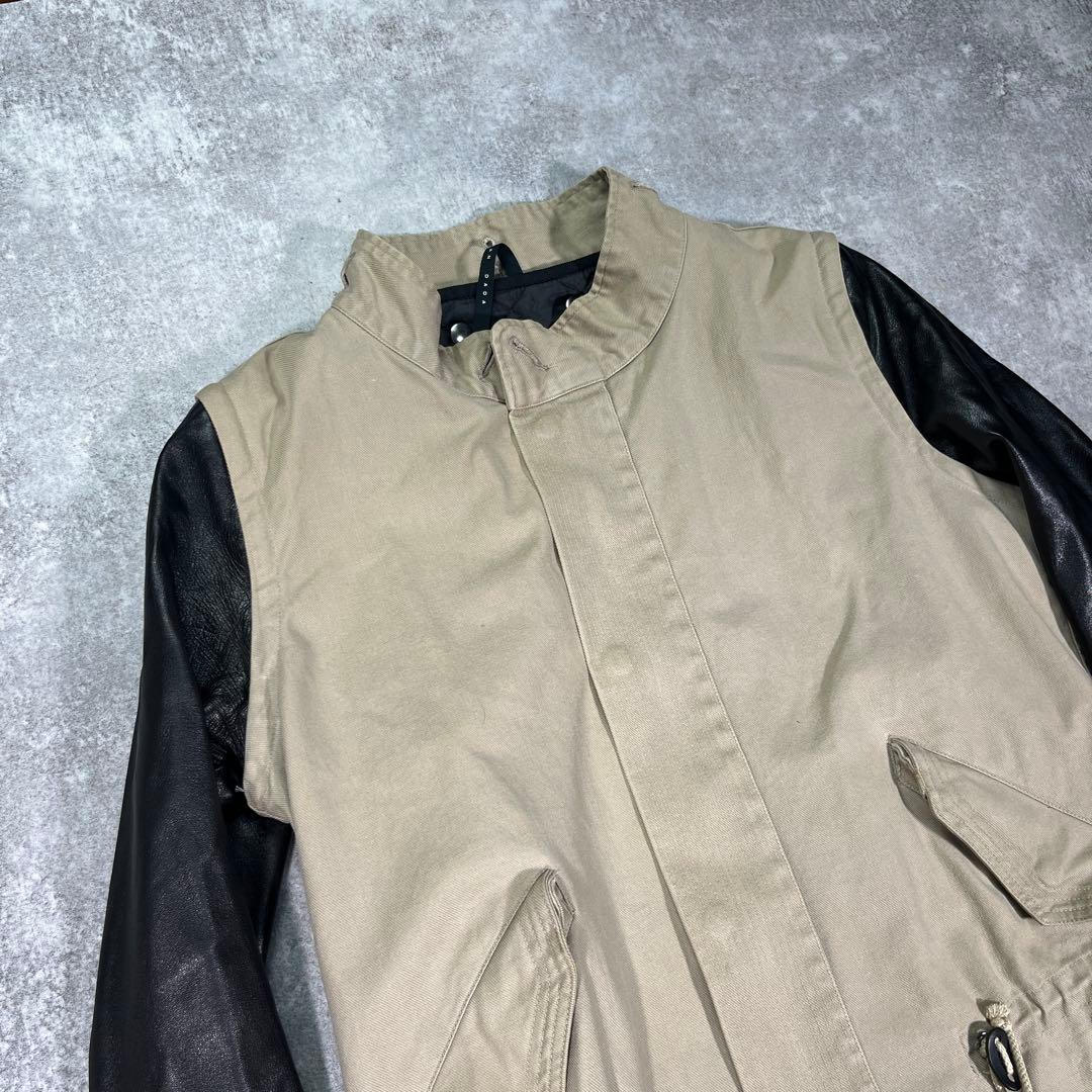 ▼クリスチャンダダ　モッズコート　レザー切替　M ライナー　ファー　Y2K 日本