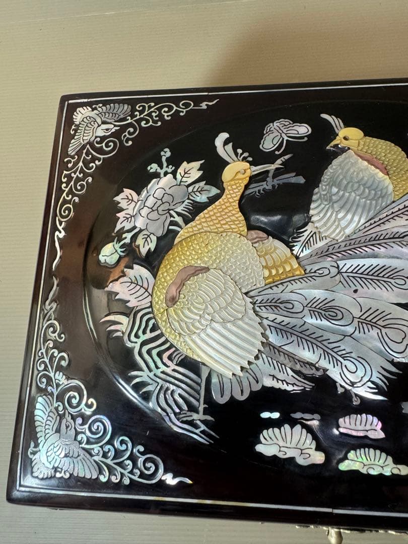 2794 螺鈿細工 花鳥　宝石箱 小物入れ 漆器 アクセサリーケース