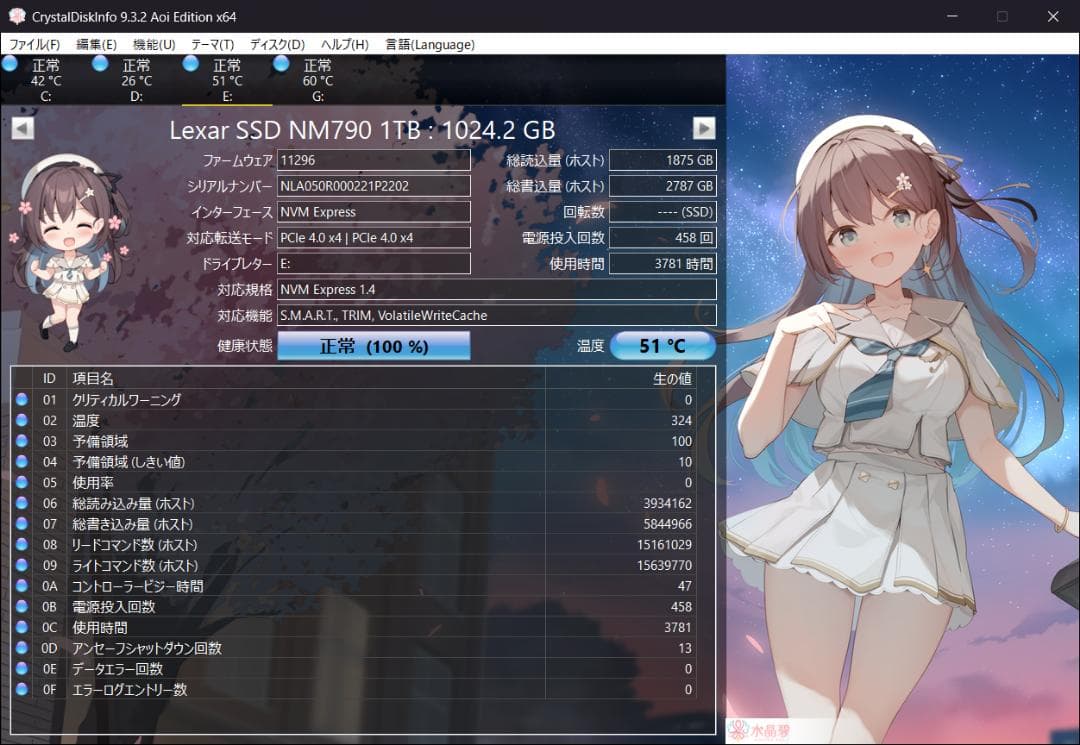 Lexar NM790 SSD 1TB 箱説ヒートシンク付き