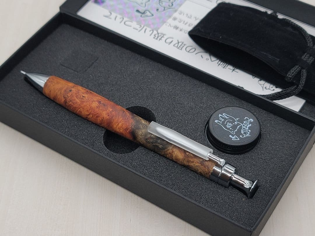 新品　こぶた工房　極上+花梨瘤　赤白青トリロール　シャープペンシル0.5